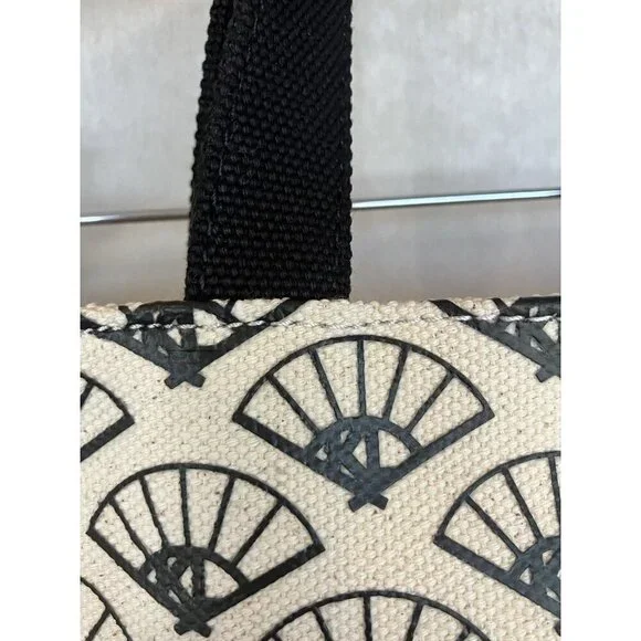 NWT Cannes Canvas Tote By Karl Lagerfeld, Beige/Black Zip Top, Cotton MSRP $98 - Picture 4 of 13